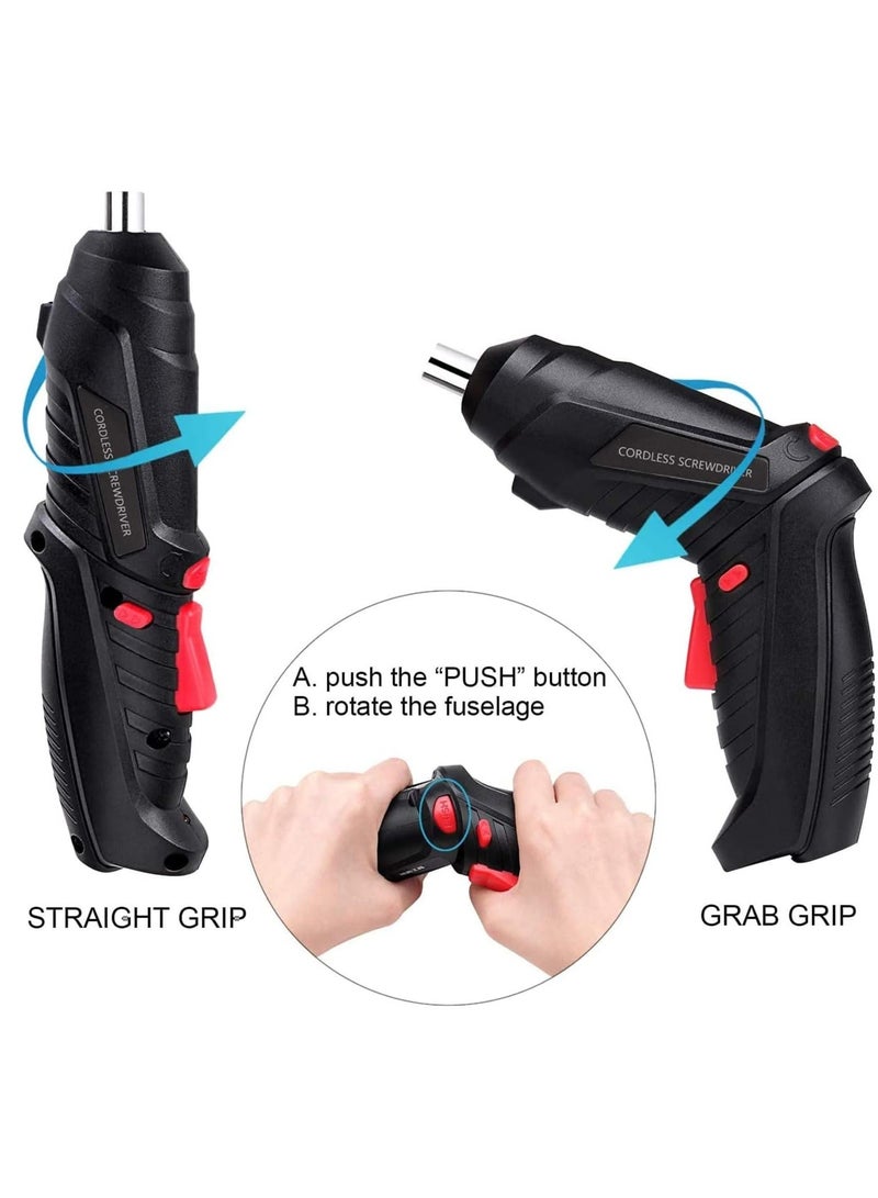 HOMESTAR Electric Screwdriver, LED Light Cordless with 3 Gear Torque and Smart Chuck Screw Guns, Twistable Handle 48 in 1 Rechargeable for Furniture Assembly, Home DIY Projects - Image 3