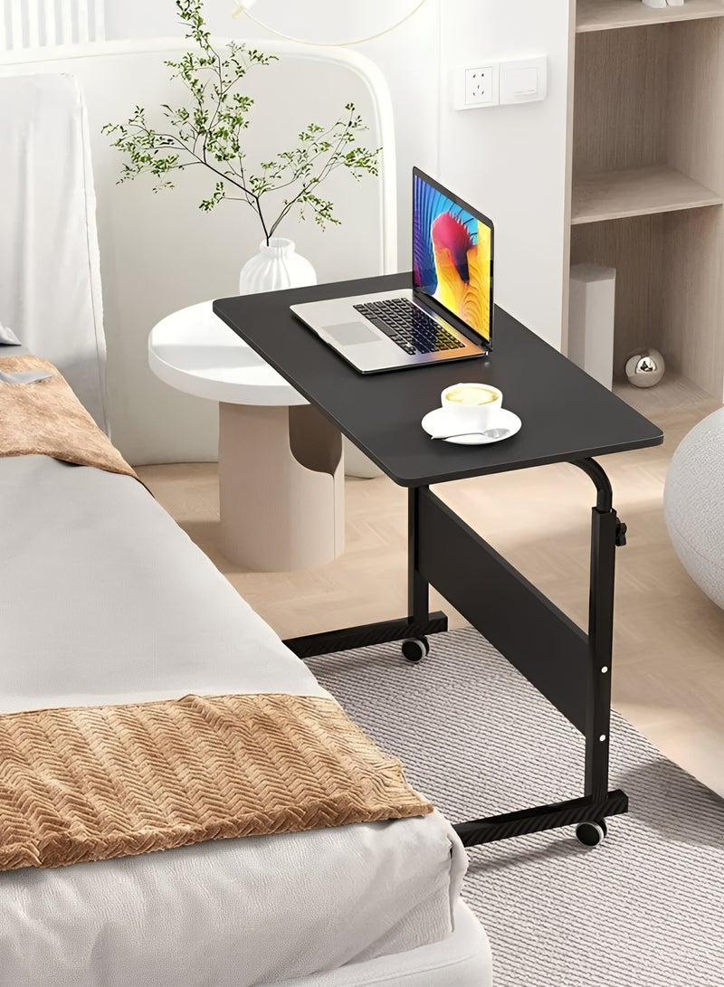 Taimi Side Table with Wheels Adjustable Height Laptop Table For Sofa, Bed and Living Room 70X60X40CM - Black - Image 2
