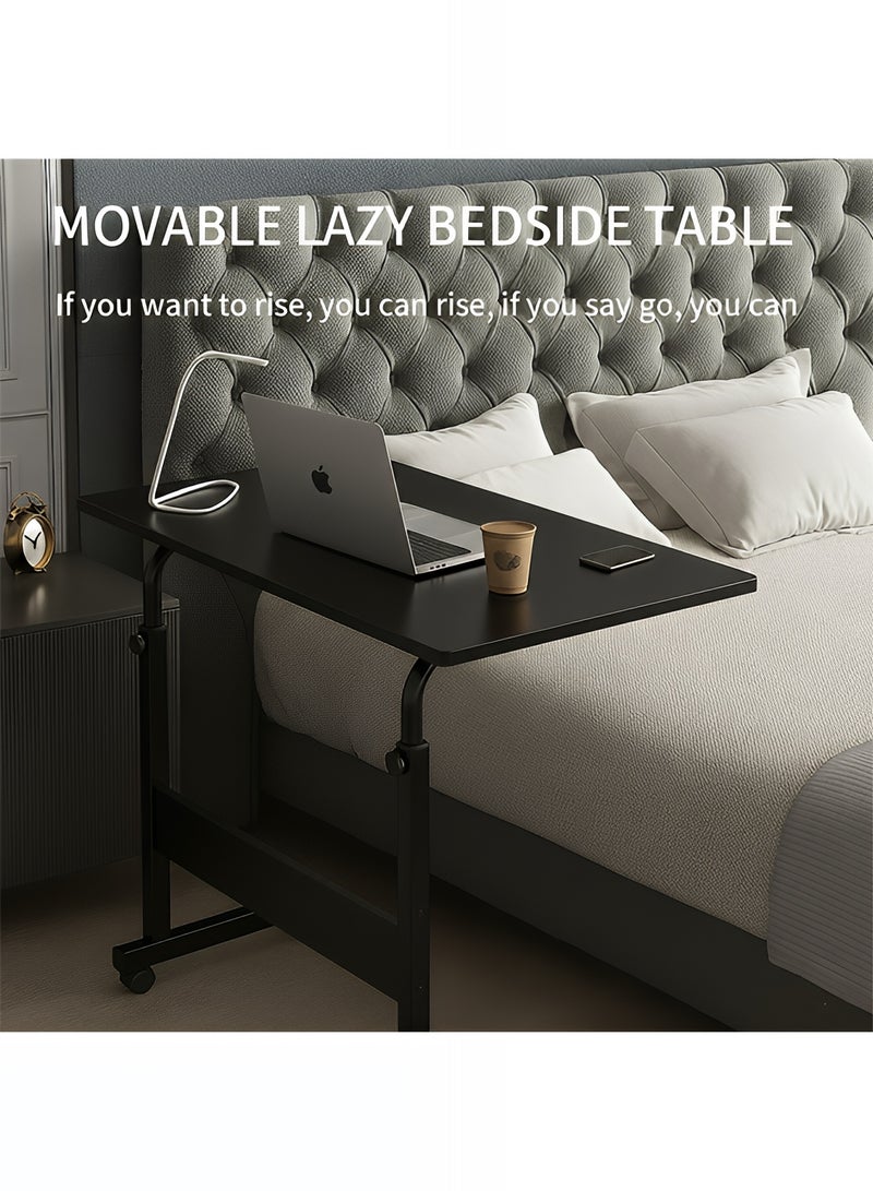 Taimi Side Table with Wheels Adjustable Height Laptop Table For Sofa, Bed and Living Room 70X60X40CM - Black - Image 4