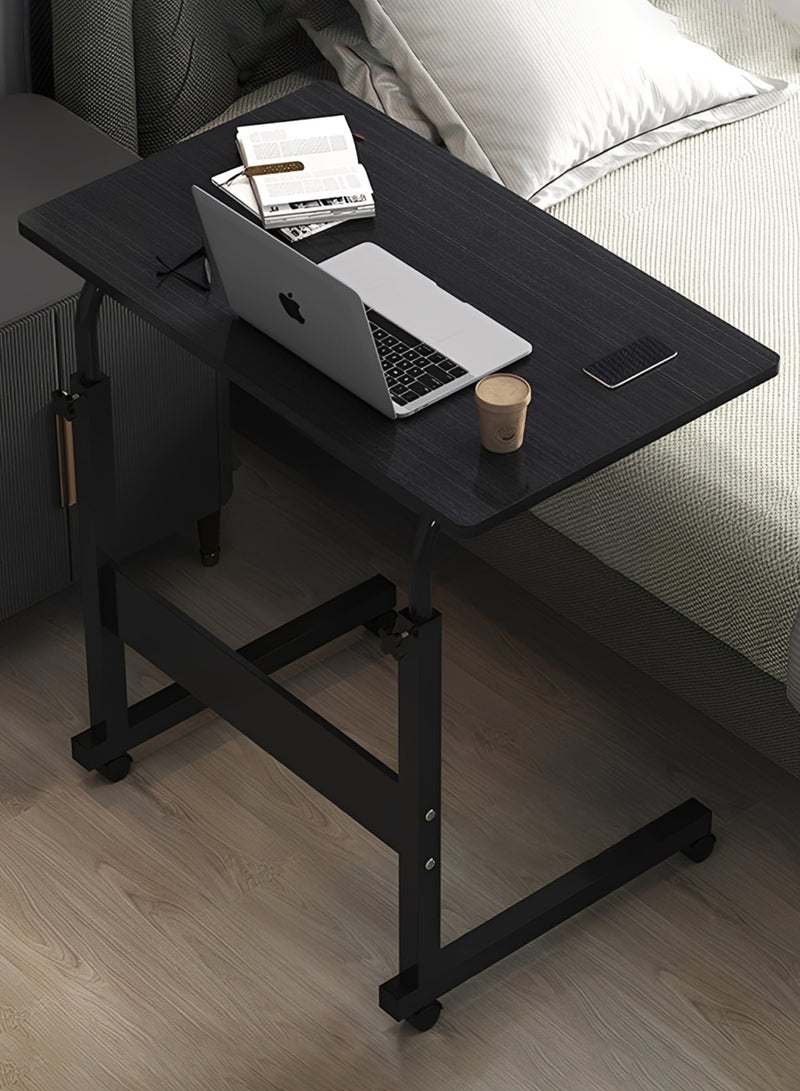 Taimi Side Table with Wheels Adjustable Height Laptop Table For Sofa, Bed and Living Room 70X60X40CM - Black - Image 1