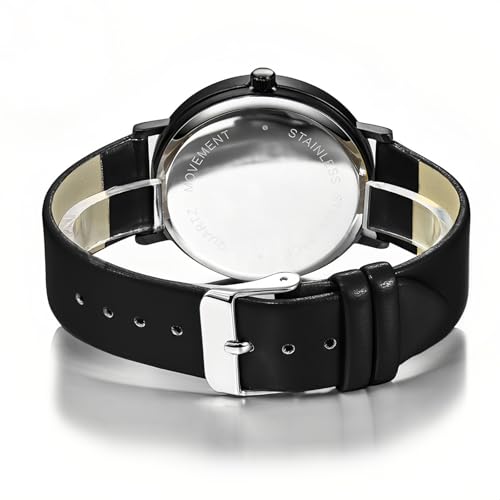 Gosasa Minimalist Casual Unisex Quartz Watch – Unique Hands Design, Fashion Sports Waterproof Wristwatch for Men & Women with Leather Band (Black) - Image 5