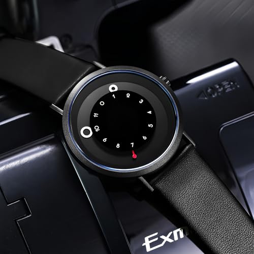 Gosasa Minimalist Casual Unisex Quartz Watch – Unique Hands Design, Fashion Sports Waterproof Wristwatch for Men & Women with Leather Band (Black) - Image 3