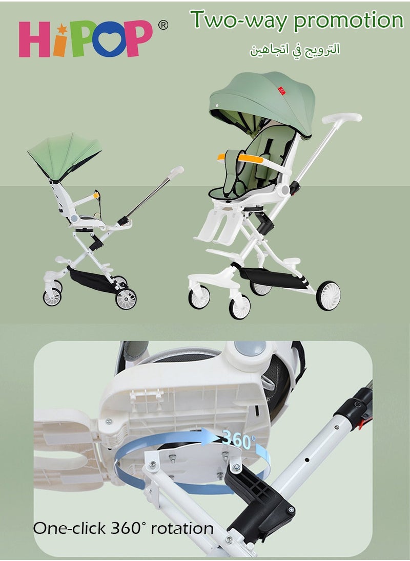 HIPOP 2 In 1 Strollers for Infant and Kids,Two Ways Rotating Seat,Sturdy and Lightweight Design,with Pedals and Sun Canopy,One Step Folding Baby Stroller  - Image 2