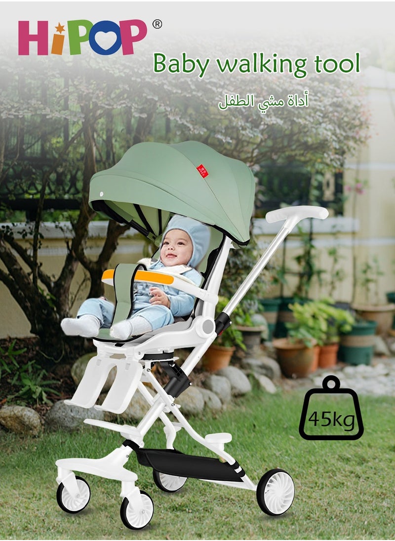 HIPOP 2 In 1 Strollers for Infant and Kids,Two Ways Rotating Seat,Sturdy and Lightweight Design,with Pedals and Sun Canopy,One Step Folding Baby Stroller  - Image 3