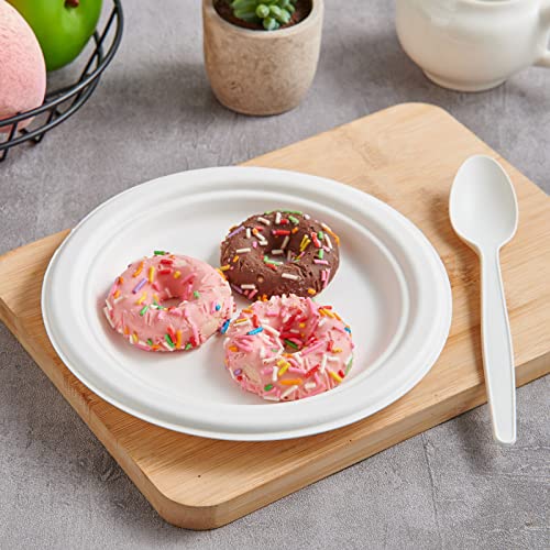 ECOLipak 6.85 Inch Compostable Dessert Paper Plates, 150 Pack Disposable Biodegradable Heavy Duty Eco-friendly Sugarcane Bagasse Halloween Plates for Party - Image 5