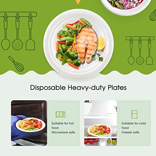 ECOLipak 6.85 Inch Compostable Dessert Paper Plates, 150 Pack Disposable Biodegradable Heavy Duty Eco-friendly Sugarcane Bagasse Halloween Plates for Party - Image 4