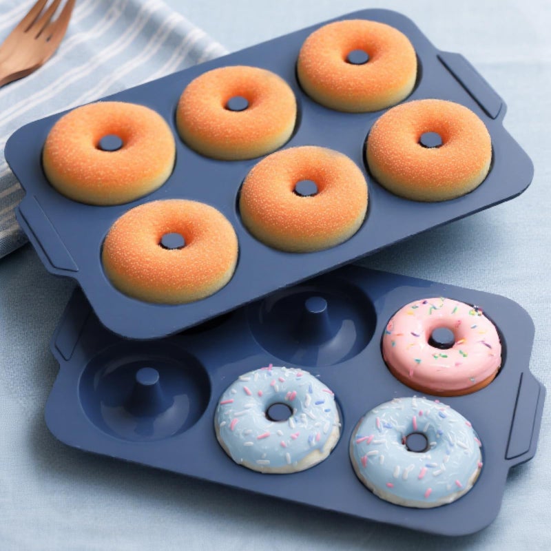 Vnray silicone donut pan with metal frame 6cup 2p 4-grey - Image 1