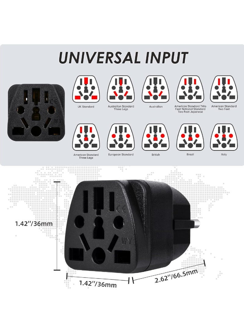 Captaintech Universal EU Travel Adapter (Type E/F) – Worldwide Compatibility for US/UK/AU/CN/JP Plugs – Safe Charging for All Devices – Sleek Black (1-Pack) - Image 4