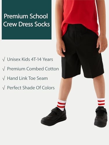 COTTON DAY Unisex School Kids Boys Girls Soft Cotton White Athletic Socks with Colorful Stripes 6-8 Years M (8) - Image 3