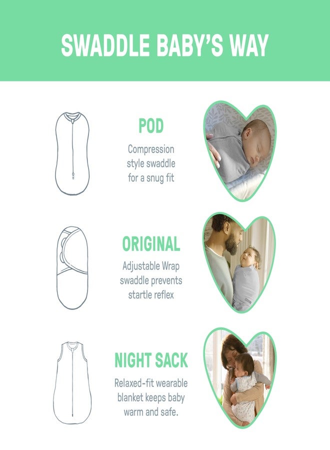 SwaddleMe by Ingenuity Comfort Pack Baby Swaddle Set, Size 0-3 Months, 5-14 Pounds, SwaddleMe Pod, Original Swaddle, Night Sack, 3pk - Baby Elephant - Image 4