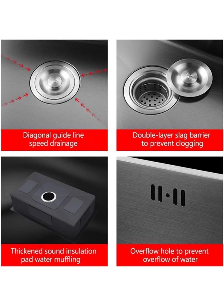 YD Modern Multifunction Kitchen Sink with Pull-Out Faucet, Integrated Drainboard, Complete Installation Kit, Durable Stainless Construction for Efficient Washing, Rinsing and Food Prep - Image 5