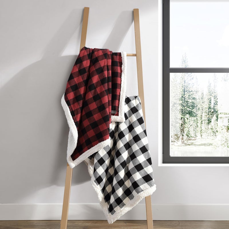 Eddie Bauer - Throw Blanket, Reversible Sherpa Fleece Bedding, Buffalo Plaid Home Decor for All Seasons (Red Check, Throw) - Image 2