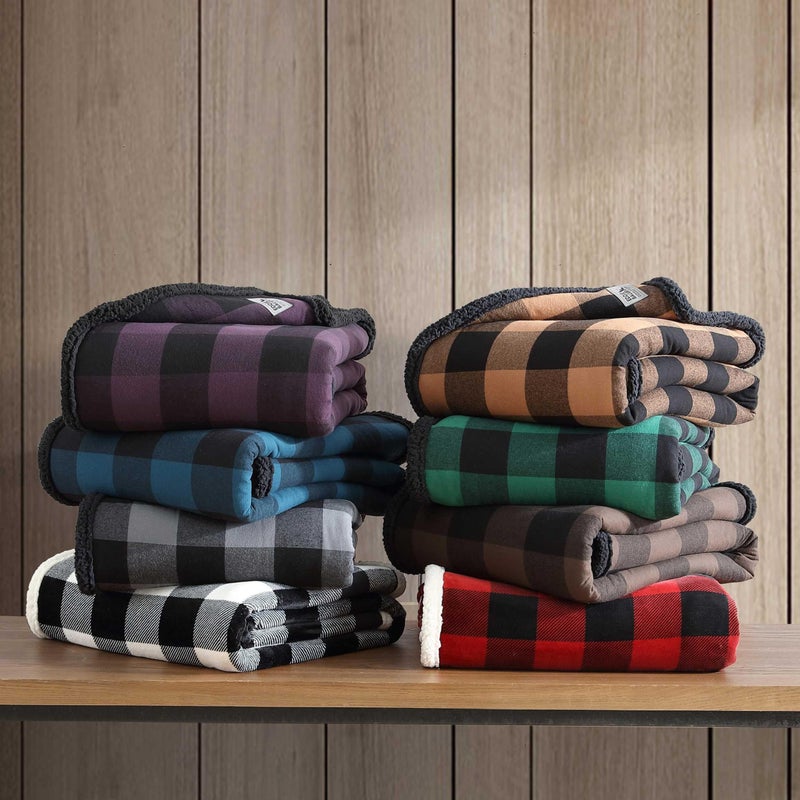 Eddie Bauer - Throw Blanket, Reversible Sherpa Fleece Bedding, Buffalo Plaid Home Decor for All Seasons (Red Check, Throw) - Image 5