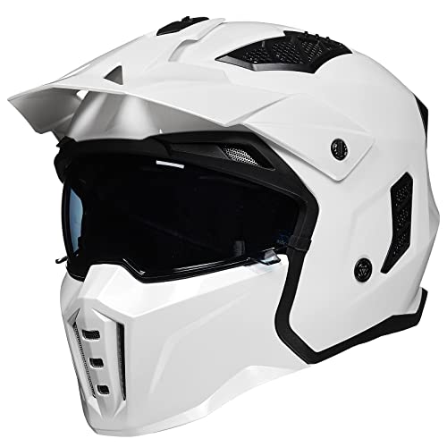 ILM Open Face Motorcycle 3/4 Half Helmet for Men and Women, Vintage Retro Helmet with Visor for Moped ATV Cruiser Scooter DOT Model Z302(White,Medium) - Image 1