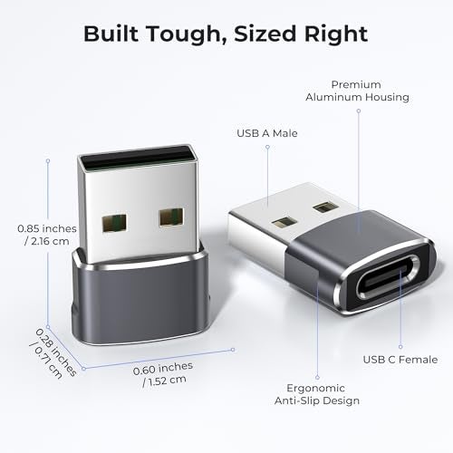 Basesailor USB to USB C Adapter for iPhone 17 Pro Max,16 e 15 Charger Adapter 3Pack,USBC Female to USBA Male,Type C Converter for Apple Watch iWatch S11 SE,AirPods Pro 3,iPad mini Air,Samsung S25 S24 - Image 5