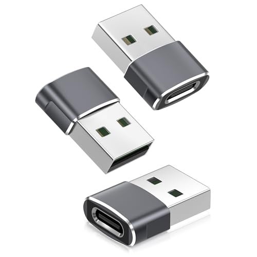 Basesailor USB to USB C Adapter for iPhone 17 Pro Max,16 e 15 Charger Adapter 3Pack,USBC Female to USBA Male,Type C Converter for Apple Watch iWatch S11 SE,AirPods Pro 3,iPad mini Air,Samsung S25 S24 - Image 1