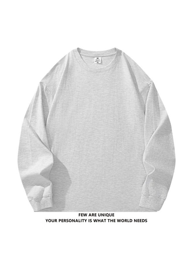 Izexx Men's Round Neck Solid Color Sweatshirt Spring Loose Fit Casual Pure Cotton Long Sleeve Base T-shirt Zxy01 Black M - Image 3