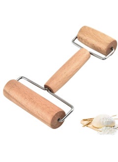H-Shape Two Sided Wooden Rolling Pin for Baking Dough Pastry Roller Pizza Dough Roller Multifunctional Rolling Pin Ergonomic Handle Non-Stick Baking Roller
