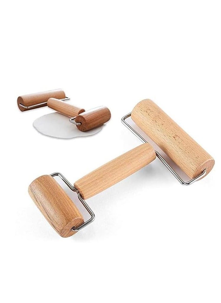 MAS - H-Shape Two Sided Wooden Rolling Pin for Baking Dough Pastry Roller Pizza Dough Roller Multifunctional Rolling Pin Ergonomic Handle Non-Stick Baking Roller - Image 1