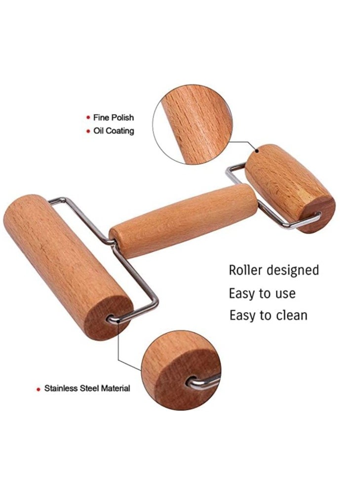 MAS - H-Shape Two Sided Wooden Rolling Pin for Baking Dough Pastry Roller Pizza Dough Roller Multifunctional Rolling Pin Ergonomic Handle Non-Stick Baking Roller - Image 1