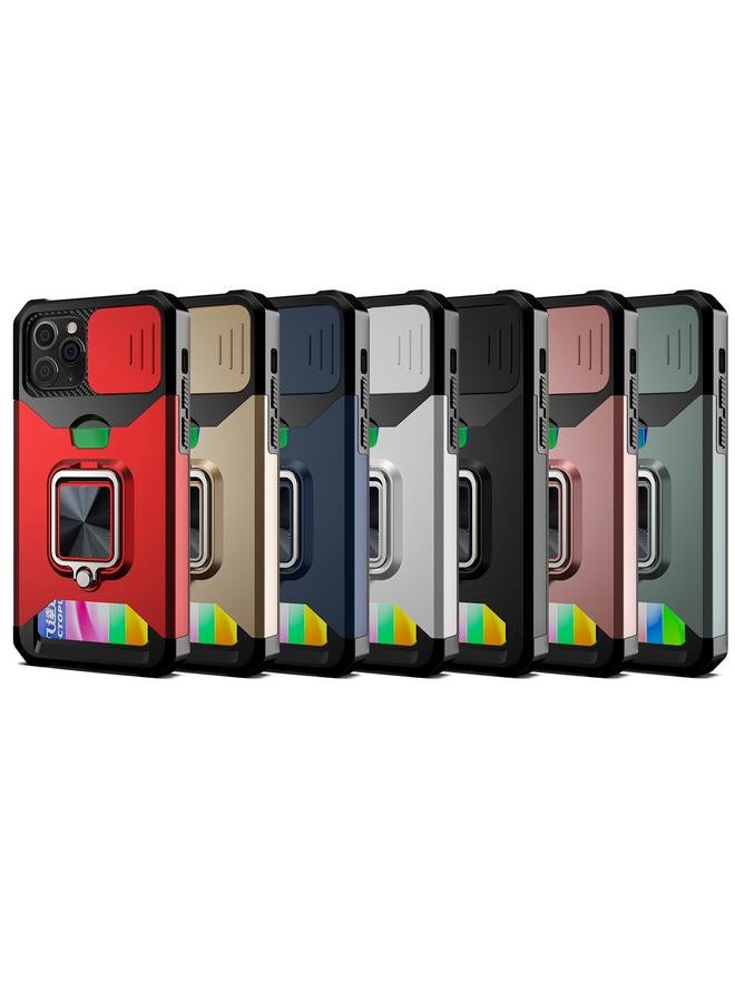 زبون جراب لهاتف iPhone 11 Pro مزود بحلقة حامل وفتحة بطاقة منزلق - Image 2