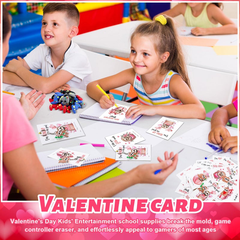 Blulu 28 Valentine's Day Cards Keychains Gift for Guests Valentine's Greeting Cards Keychains Exchange Gift for Family Gifts(Sloth) - Image 5