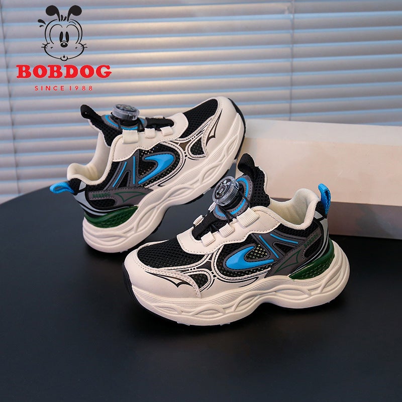 Babudou Boys' Shoes 2025 Single Mesh Breathable Rotating Buckle Dad'S Shoes Medium And Large Children'S Anti-Slip Sports Shoes - Image 2