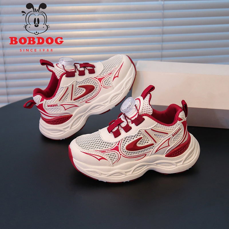 Babudou Boys' Shoes 2025 Single Mesh Breathable Rotating Buckle Dad'S Shoes Medium And Large Children'S Anti-Slip Sports Shoes - Image 4
