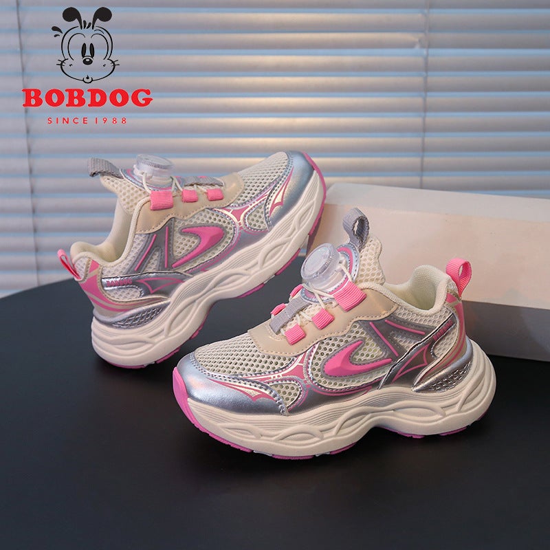 Babudou Boys' Shoes 2025 Single Mesh Breathable Rotating Buckle Dad'S Shoes Medium And Large Children'S Anti-Slip Sports Shoes - Image 1