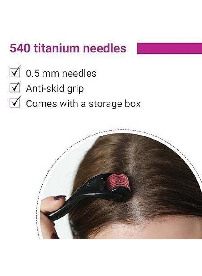 Pristar Derma Roller For Hair Growth 0.5 mm With 540 Stainless Steel Needles | Repairs Damaged Hair, Activates Hair Follicles | Reduces Acne Scars | Safe & Effective To Use - Image 2