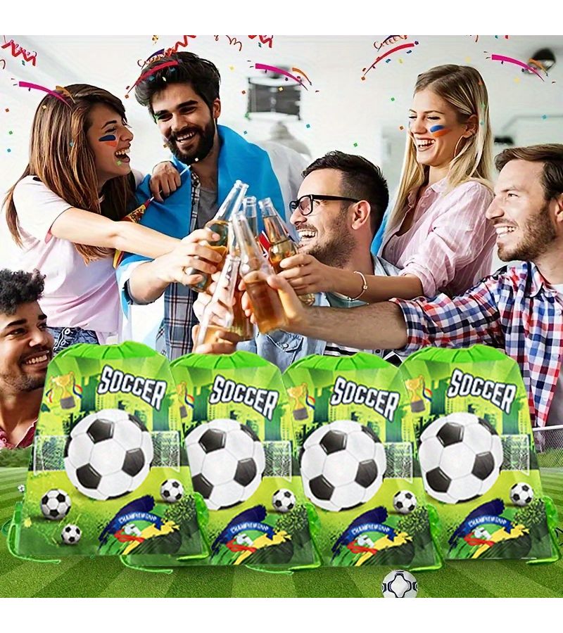 3 قطع خضراء من أكياس كرة القدم برباط، حقيبة ظهر رياضية للسباحة، هدية للحفلات - Image 3