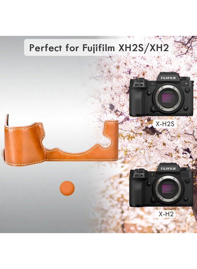 Rieibi X-H2S/ X-H2 Case - Quality PU Leather Half Case for Fujifilm XH2S/ XH2 Digital Camera - Brown - Image 2