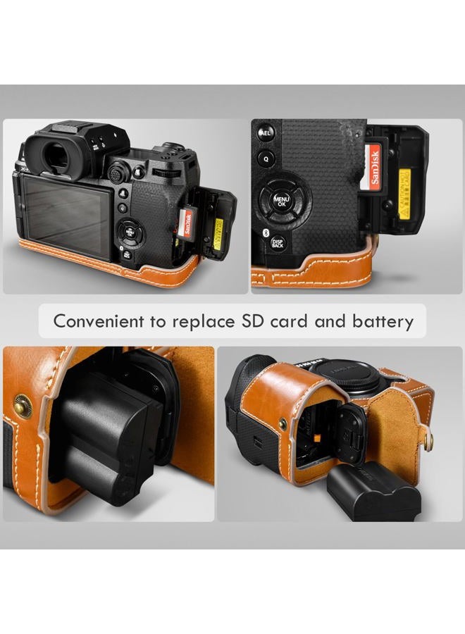 Rieibi X-H2S/ X-H2 Case - Quality PU Leather Half Case for Fujifilm XH2S/ XH2 Digital Camera - Brown - Image 5