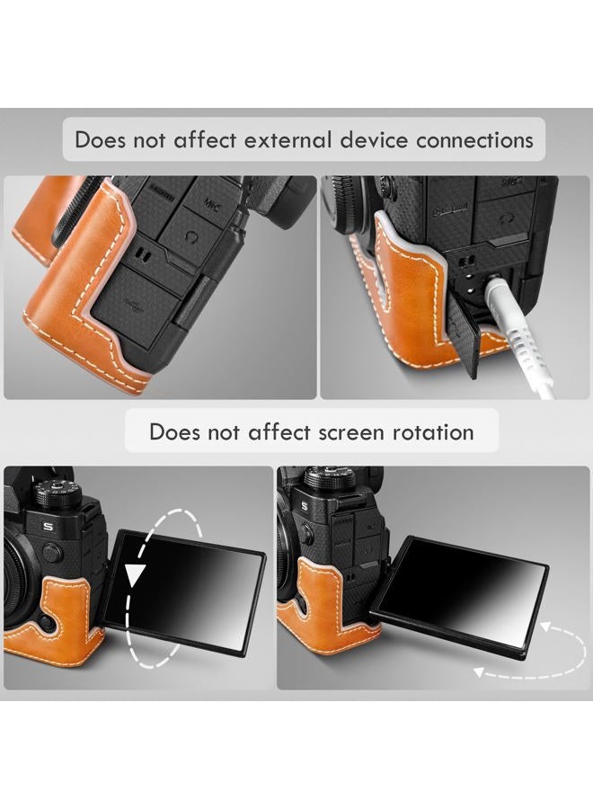 Rieibi X-H2S/ X-H2 Case - Quality PU Leather Half Case for Fujifilm XH2S/ XH2 Digital Camera - Brown - Image 4