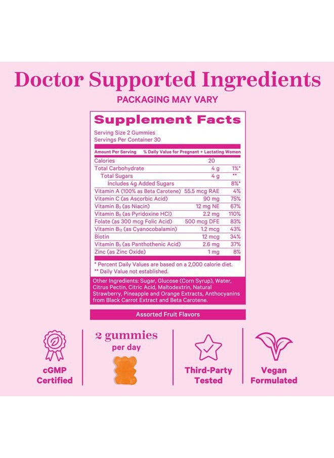 Pink Stork - Total Postnatal Vitamin Gummies - Multivitamin for Postpartum Recovery and Lactation Support - Folic Acid, B6, & Vitamin C - Breastfeeding Essentials - 60 Gummy Vitamins - Image 1