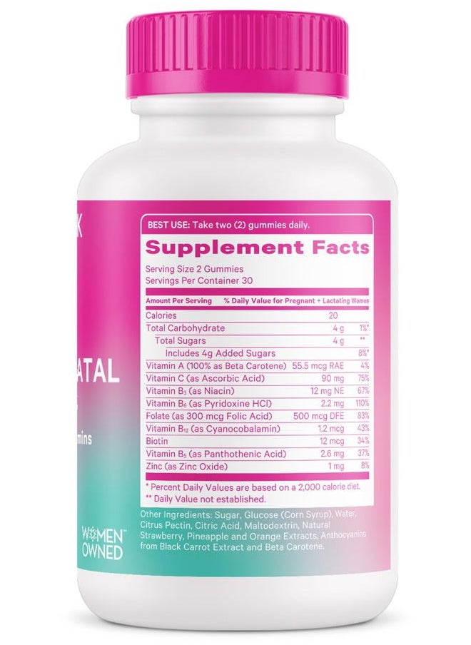 Pink Stork - Total Postnatal Vitamin Gummies - Multivitamin for Postpartum Recovery and Lactation Support - Folic Acid, B6, & Vitamin C - Breastfeeding Essentials - 60 Gummy Vitamins - Image 1