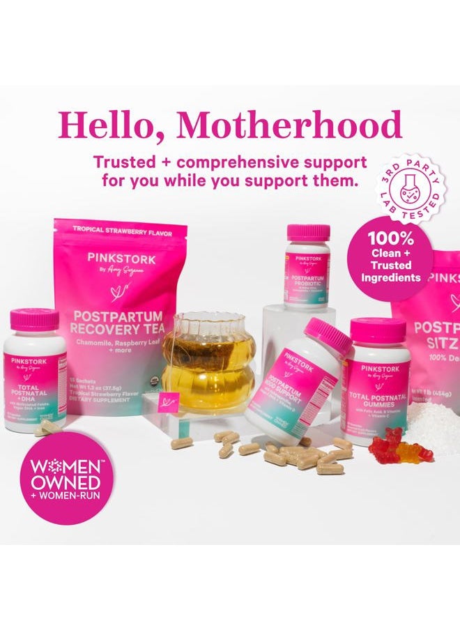 Pink Stork - Total Postnatal Vitamin Gummies - Multivitamin for Postpartum Recovery and Lactation Support - Folic Acid, B6, & Vitamin C - Breastfeeding Essentials - 60 Gummy Vitamins - Image 1
