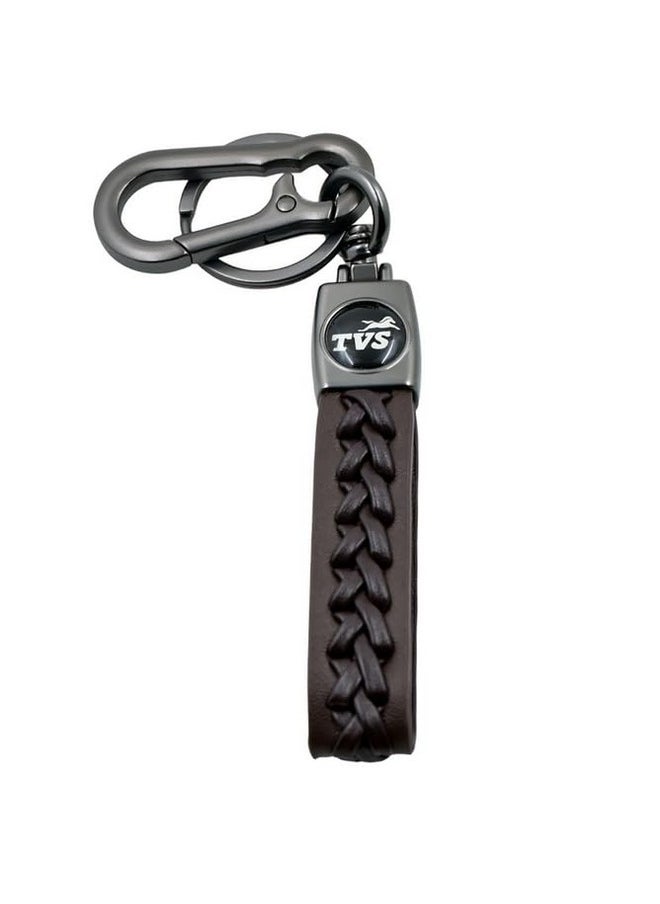 TechPro Rope Brown Long Leather Metal & Leather Finish Stylish Keyring, Keychain, Key Organiser With Hook For Gift Men & Women-Brown  - Image 2
