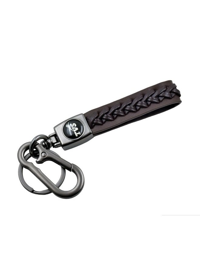 TechPro Rope Brown Long Leather Metal & Leather Finish Stylish Keyring, Keychain, Key Organiser With Hook For Gift Men & Women-Brown  - Image 3