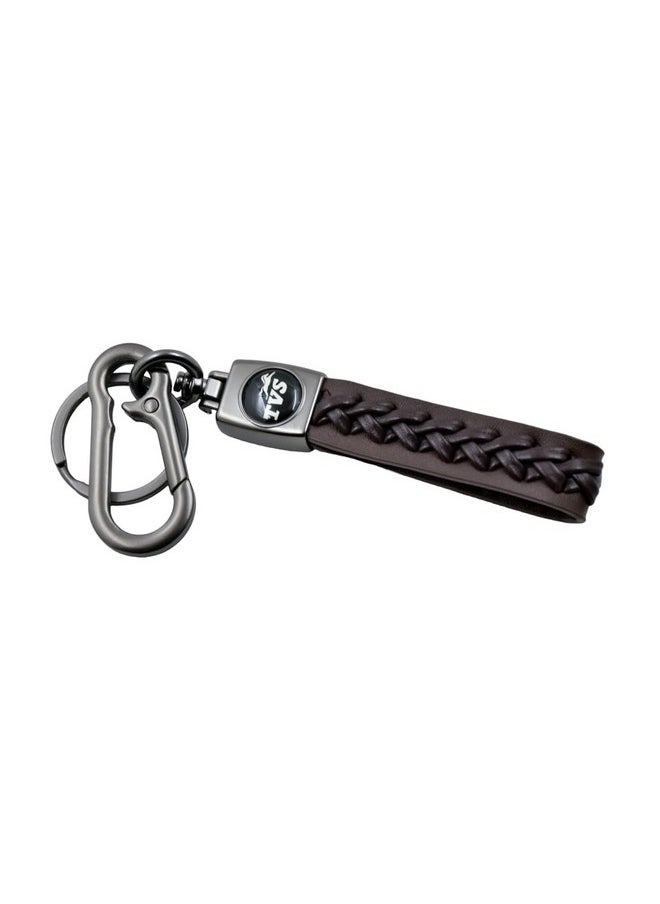 TechPro Rope Brown Long Leather Metal & Leather Finish Stylish Keyring, Keychain, Key Organiser With Hook For Gift Men & Women-Brown  - Image 4