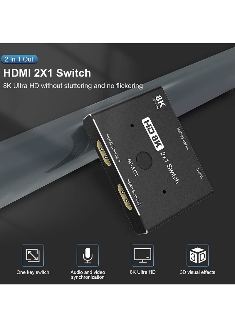KASTWAVE HDMI Ultra HD 8K 2.1 High Speed 48Gbps Directional Switch only 2 in 1 out@60Hz 4K@120Hz Converter Compatible with Computer Laptop Projectors Monitors - Image 4