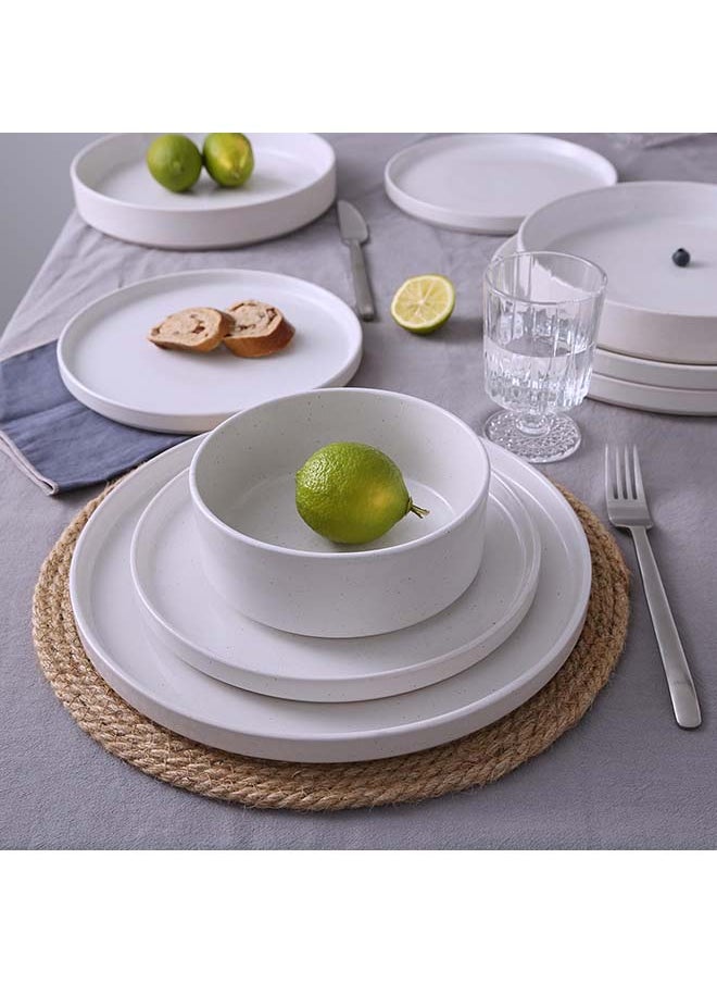 Famiware Nebula 18 Piece Stoneware Dinnerware Set Set for 6, Scratch Resistant, Microwave & Dishwasher Safe, White  - Image 2