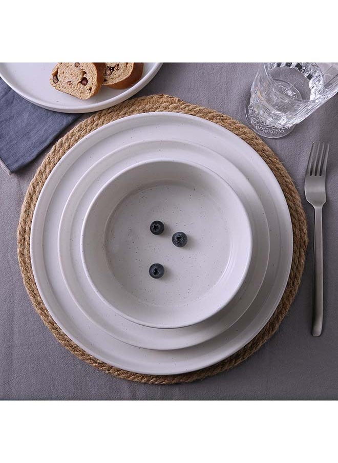 Famiware Nebula 18 Piece Stoneware Dinnerware Set Set for 6, Scratch Resistant, Microwave & Dishwasher Safe, White  - Image 4