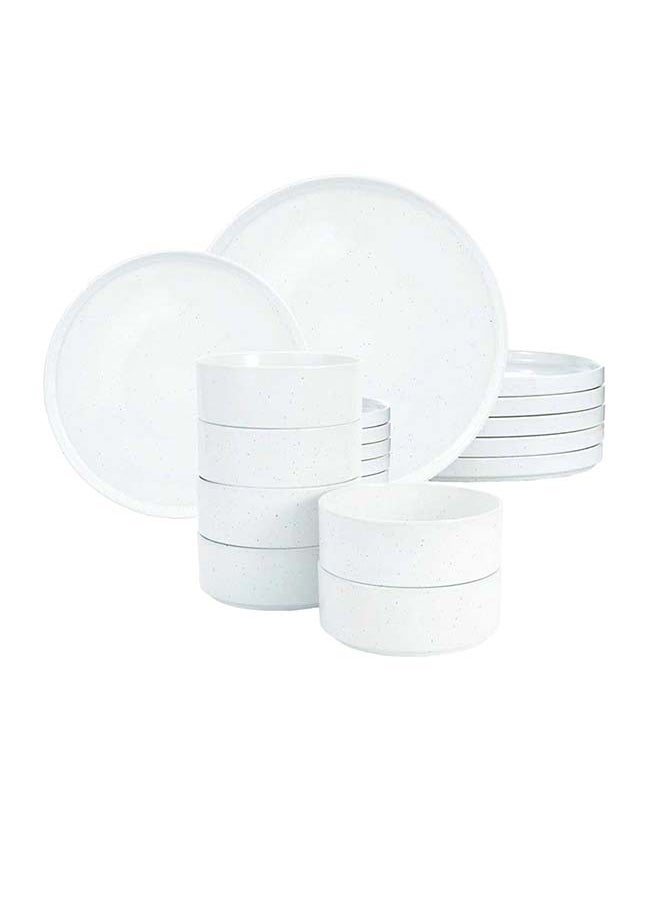 Famiware Nebula 18 Piece Stoneware Dinnerware Set Set for 6, Scratch Resistant, Microwave & Dishwasher Safe, White  - Image 1