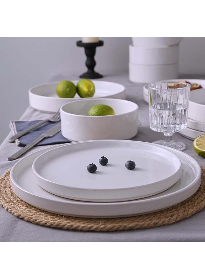 Nebula 18 Piece Stoneware Dinnerware Set Set for 6, Scratch Resistant, Microwave & Dishwasher Safe, White