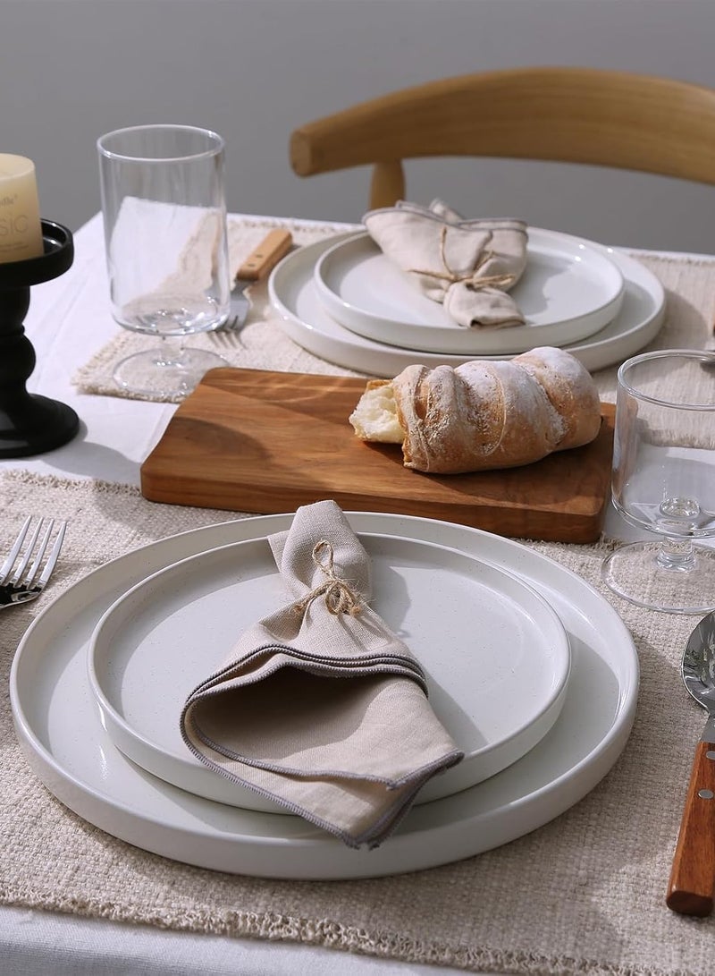 Nebula 18 Piece Stoneware Dinnerware Set Set for 6, Scratch Resistant, Microwave & Dishwasher Safe, White