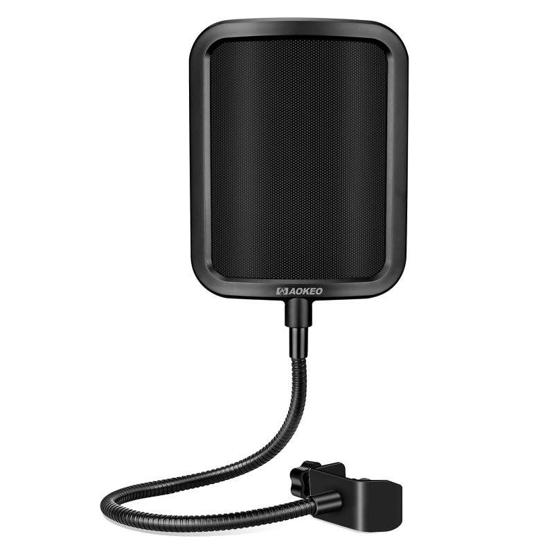 Aokeo Metal Pop Filter,Metal Mesh Layer Microphone Windscreen for Hyperx QuadCast, Blue Yeti and Other Mics,Pop Shield with Flexible 360Â° Gooseneck Clip Stabilization Arm - Image 1