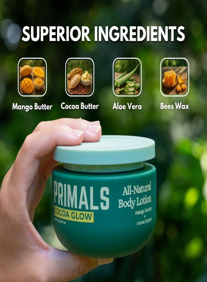 PRIMALS All Natural Body Lotion - Cocoa Butter & Mango Butter - 100% Naturally Derived Ingredients - Alcohol Free, Artificial Fragrance Free, Paraben Free, Petroleum Derivative Free - 8.45 oz - Image 2
