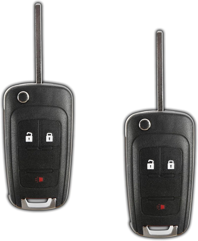 KeylessOption Keyless Entry Car Remote Uncut Flip Ignition Key Fob Replacement for GMC Chevy Equinox OHT01060512 (Pack of 2) - Image 1
