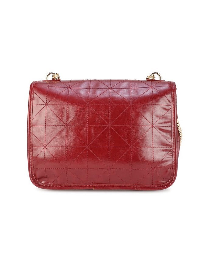 Van Heusen womens Satchel with Chain(Burgundy) - Image 3